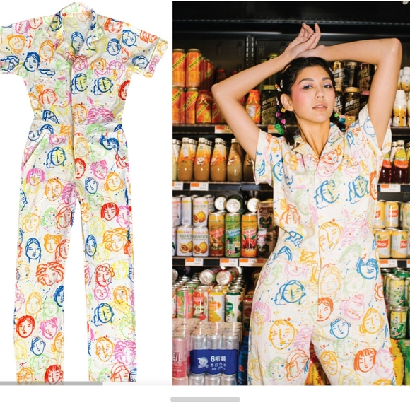 my little belleville Pants - Colorful Face Print Jumpsuit